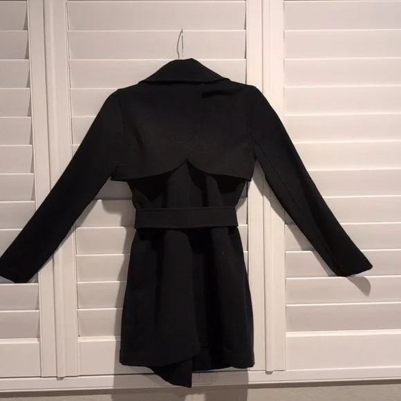 Abercrombie & Fitch Black Double-Breasted Trench Coat with Belt - Picture 3 of 7